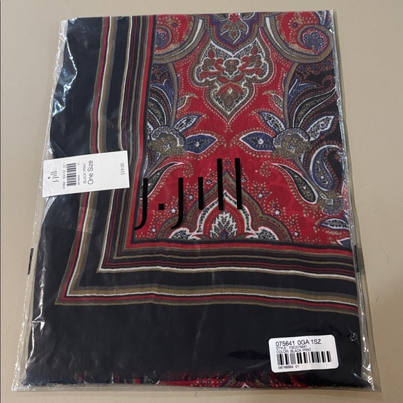 J. Jill Accessories - J. Jill Print Scarf Black and Red - Brand New with Tags